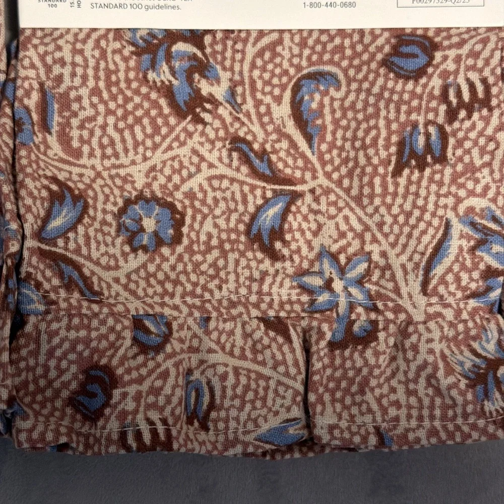 Threshold 4pc Cotton Ruffle Napkins Floral Pink Blue Block Print 18x18 New